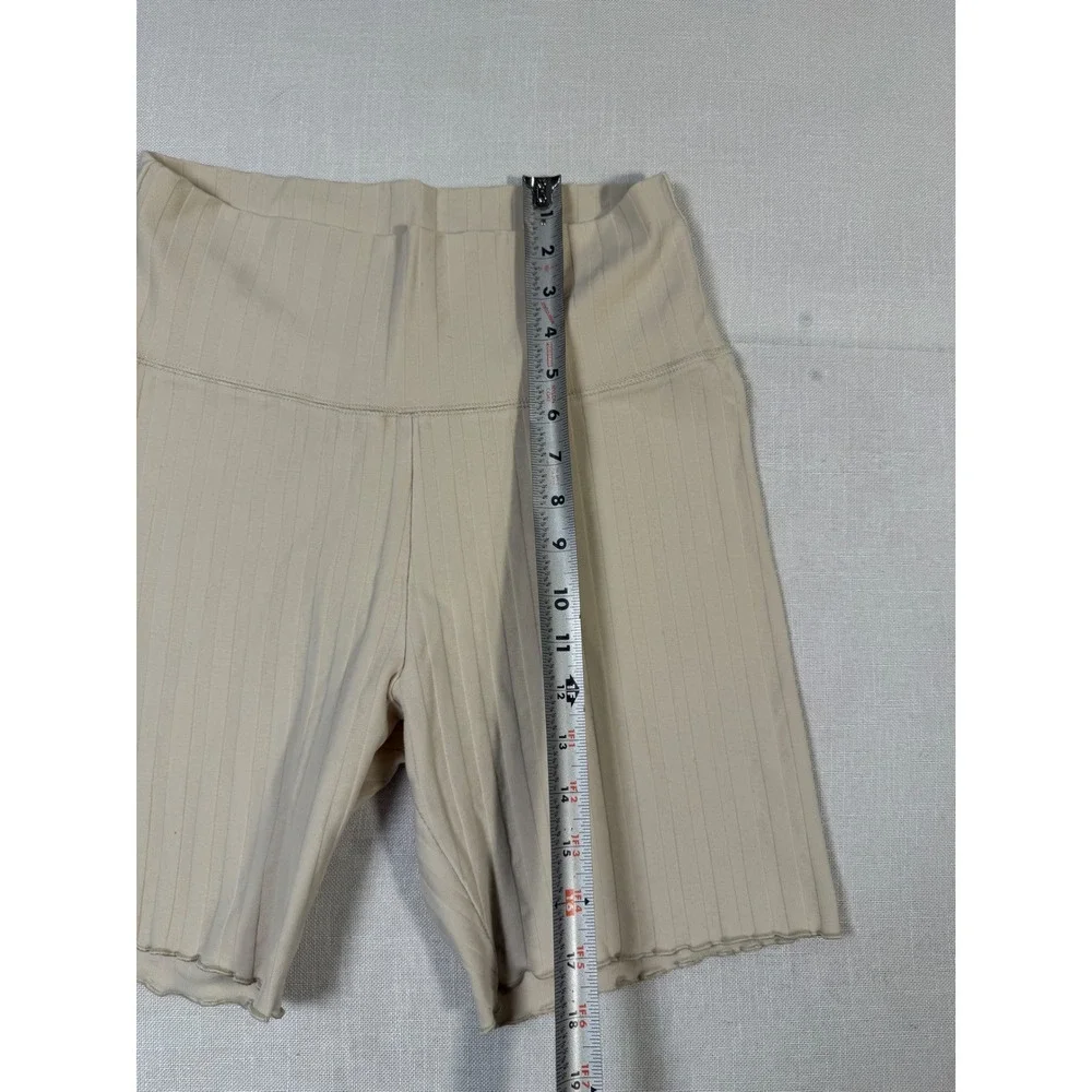 OFFLINE by Aerie Ribbed Bike Shorts Cream Beige Lettuce Edge High Waist L